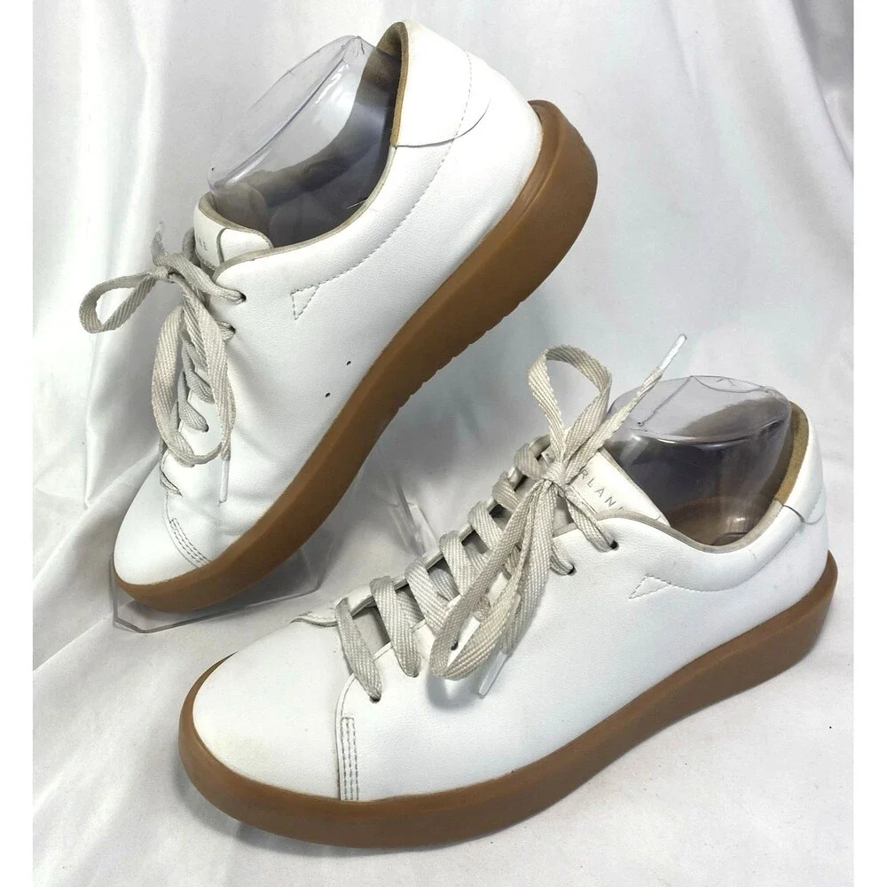 Everlane Releather White Gum Sole Sneaker Heel Toe 25.5 cm M 7 W 8-8.5? FLAW